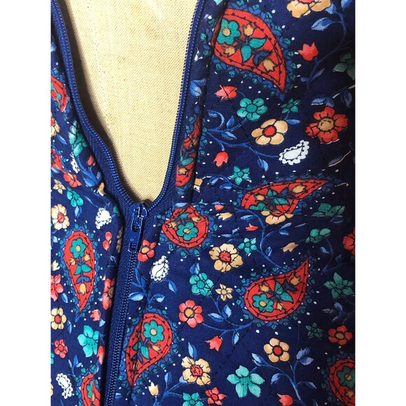 1960s-1970s LANZ Original Floral PAISLEY QUILTED. Lace Up Dress W/Pockets. XS-S - Picture 5 of 6
